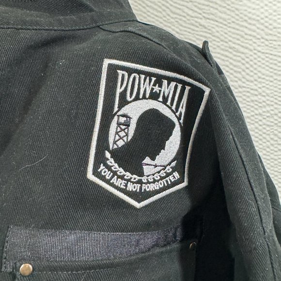 U.S. Services Valiant K&S POW*MIA Black Denim Bomber Jacket & Fleece Vest - Picture 3 of 15
